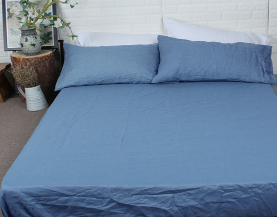 dyed pre-washed 100% linen fitted sheet