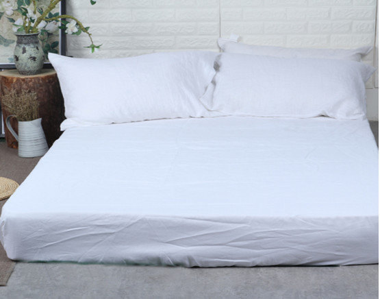 White Pure Linen Fitted Sheet