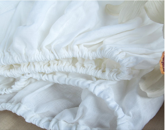 White Pure Linen Fitted Sheet