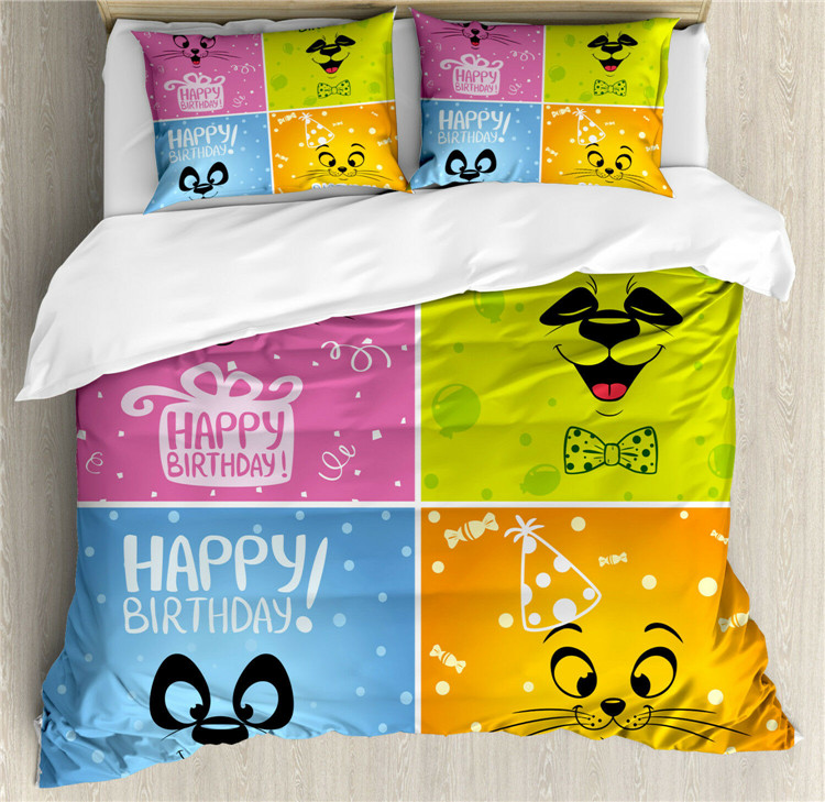 king size home sense kids cartoon pink custom printed stone washed bamboo duvet cover set with zipper